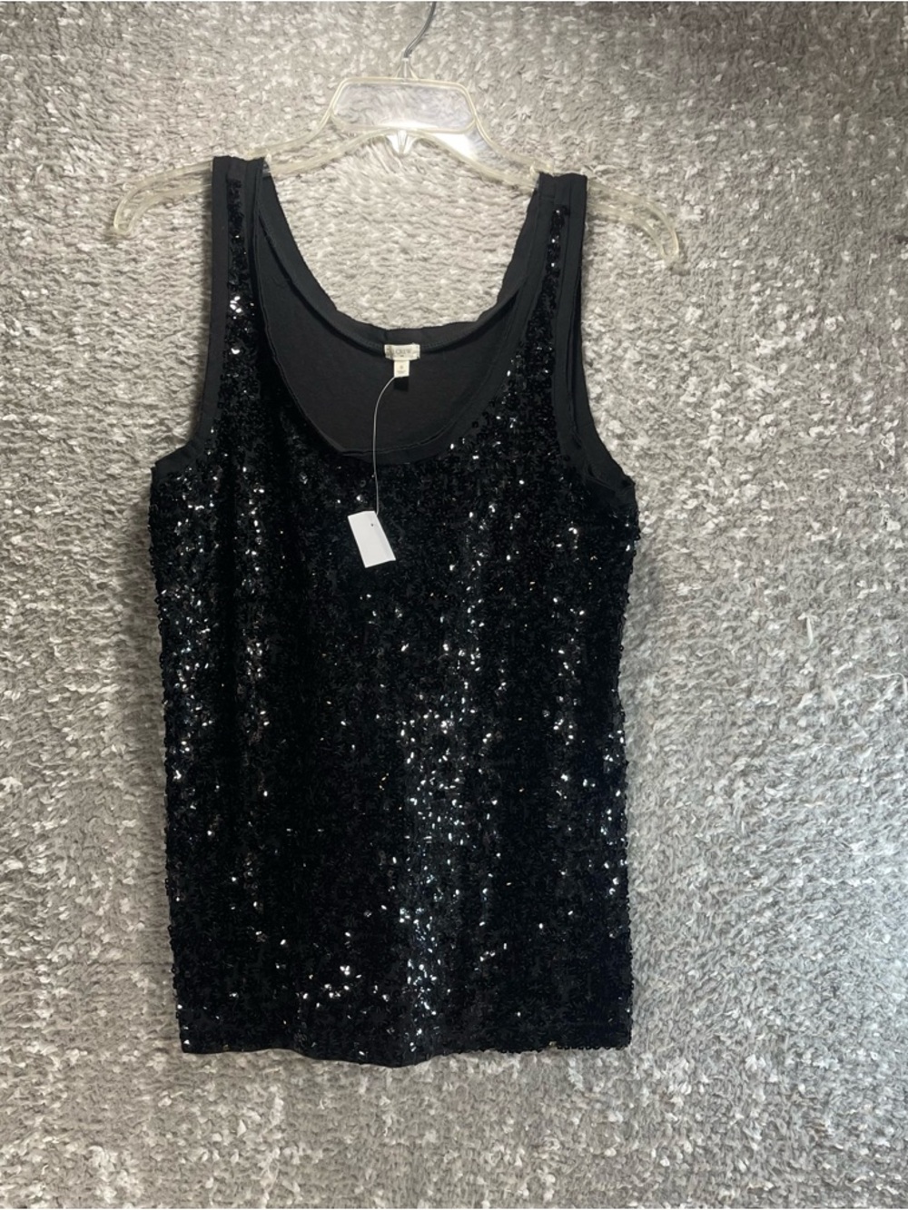 J. Crew Black Sequins Cotton Tank Top Size Small City Rock Chic NWT